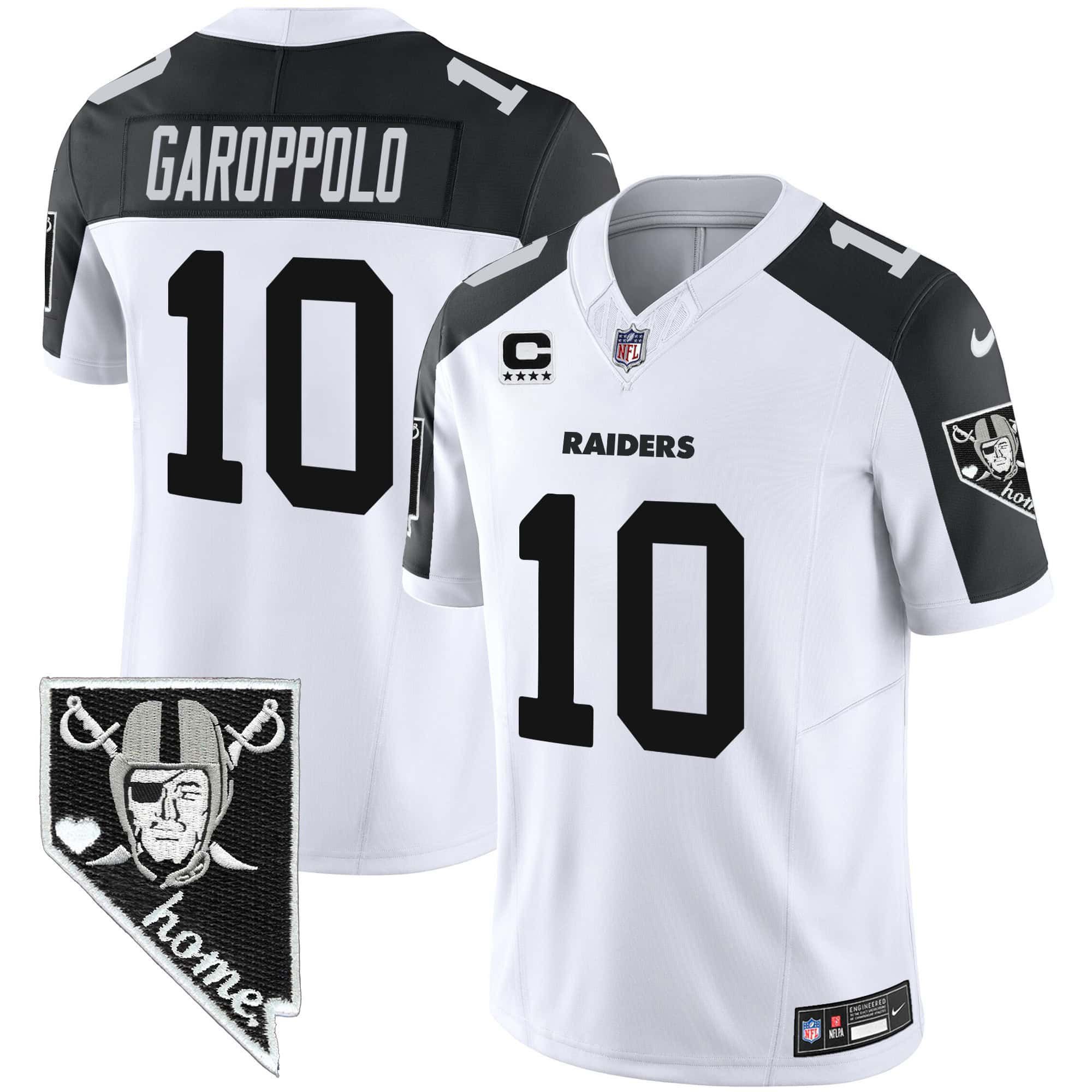 Men Oakland Raiders #10 Garoppo White 2024 Nike Nevada Home Patch Vapor NFL Jersey style 1